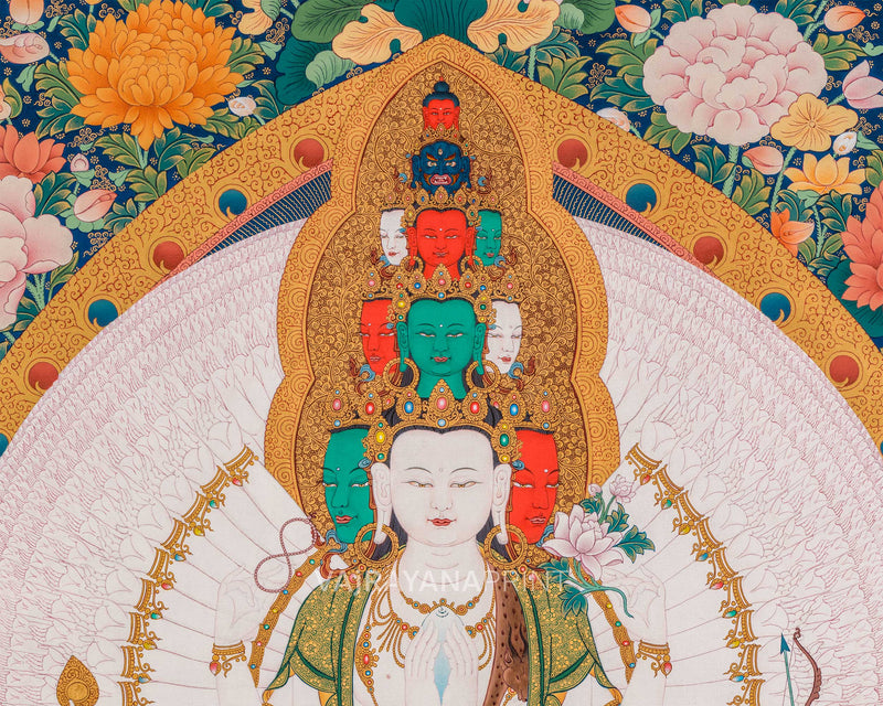 Thousand-Armed Chenresig Thangka Print | Bodhisattva of Compassion | Artwork Of Avalokiteshvara