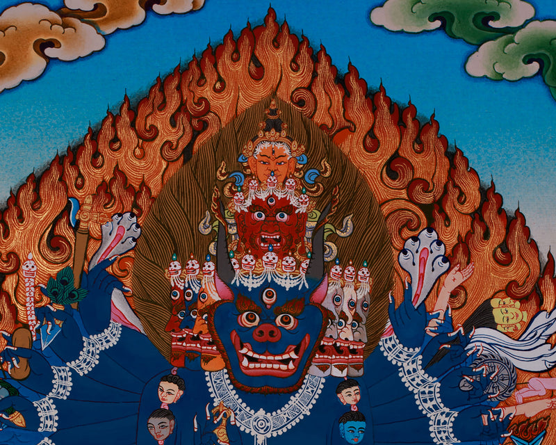 Wrathful Yamantaka Thangka | Tibetan Buddhist Protector