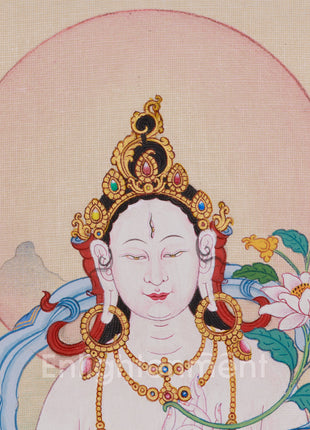 Goddess of Longevity White Tara Thangka | Buddhist Healing Arts