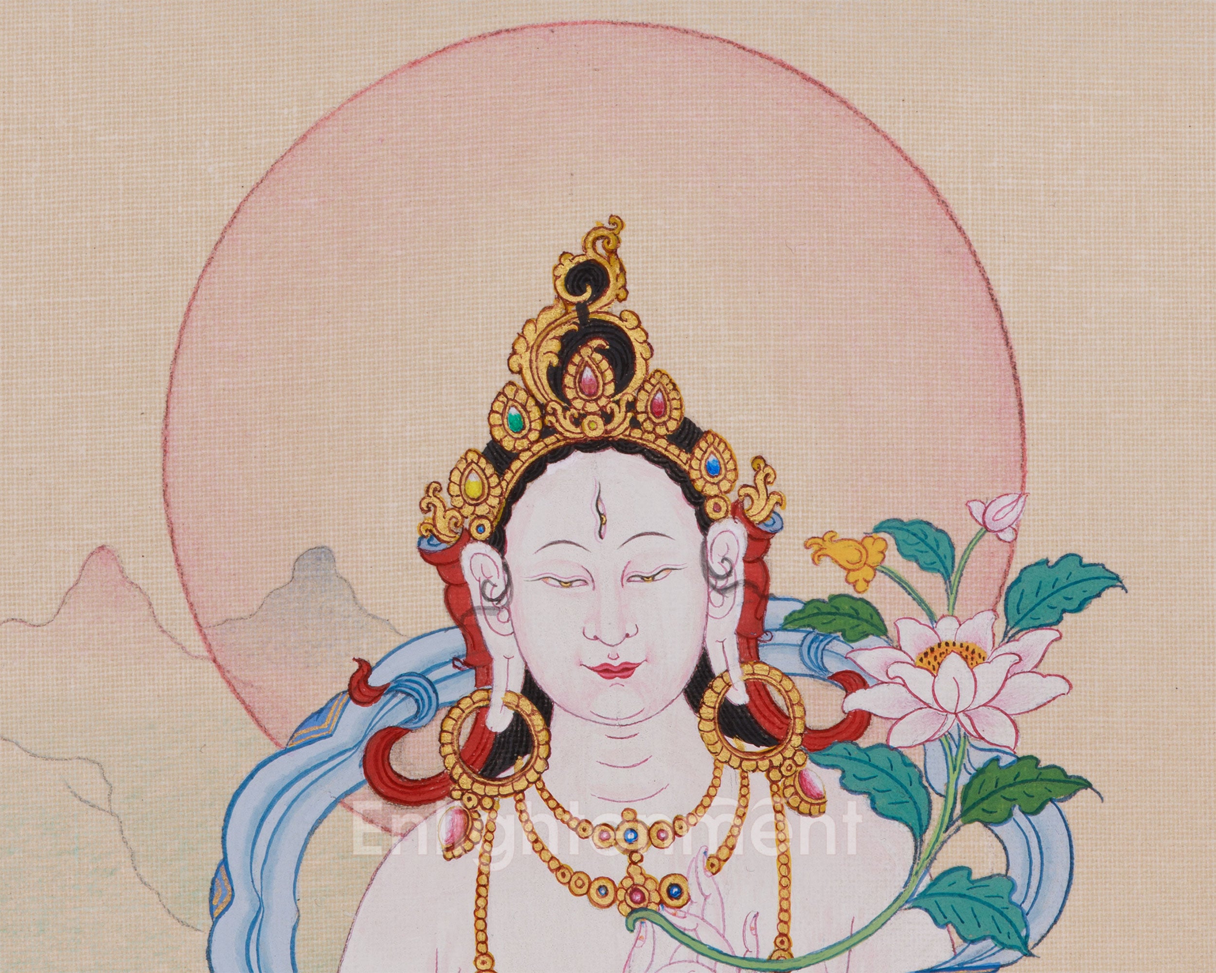 Goddess of Longevity White Tara Thangka | Buddhist Healing Arts