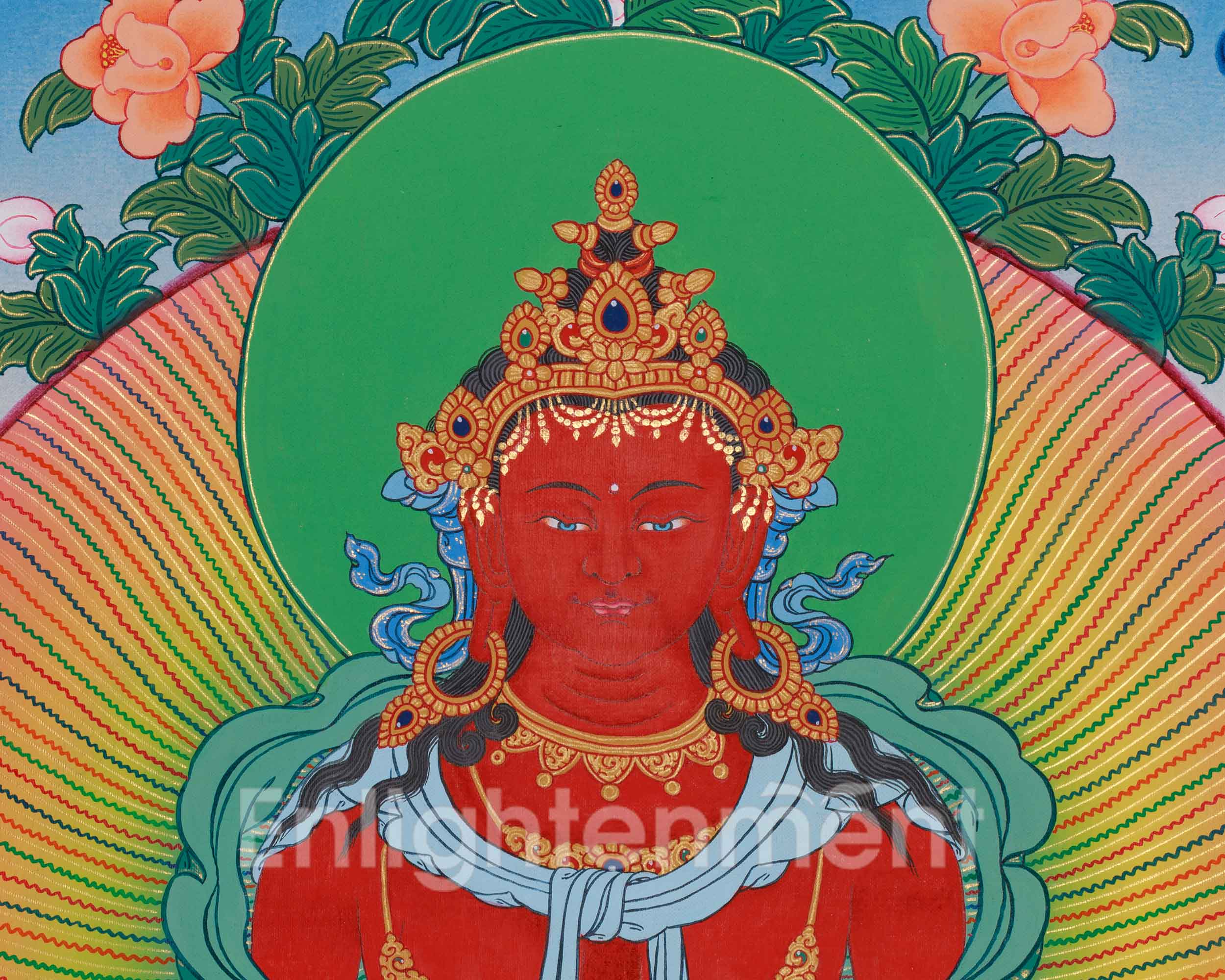 Hand-Painted Buddha Amitayus Thangka | Buddha of Long Life and Eternal Blessings