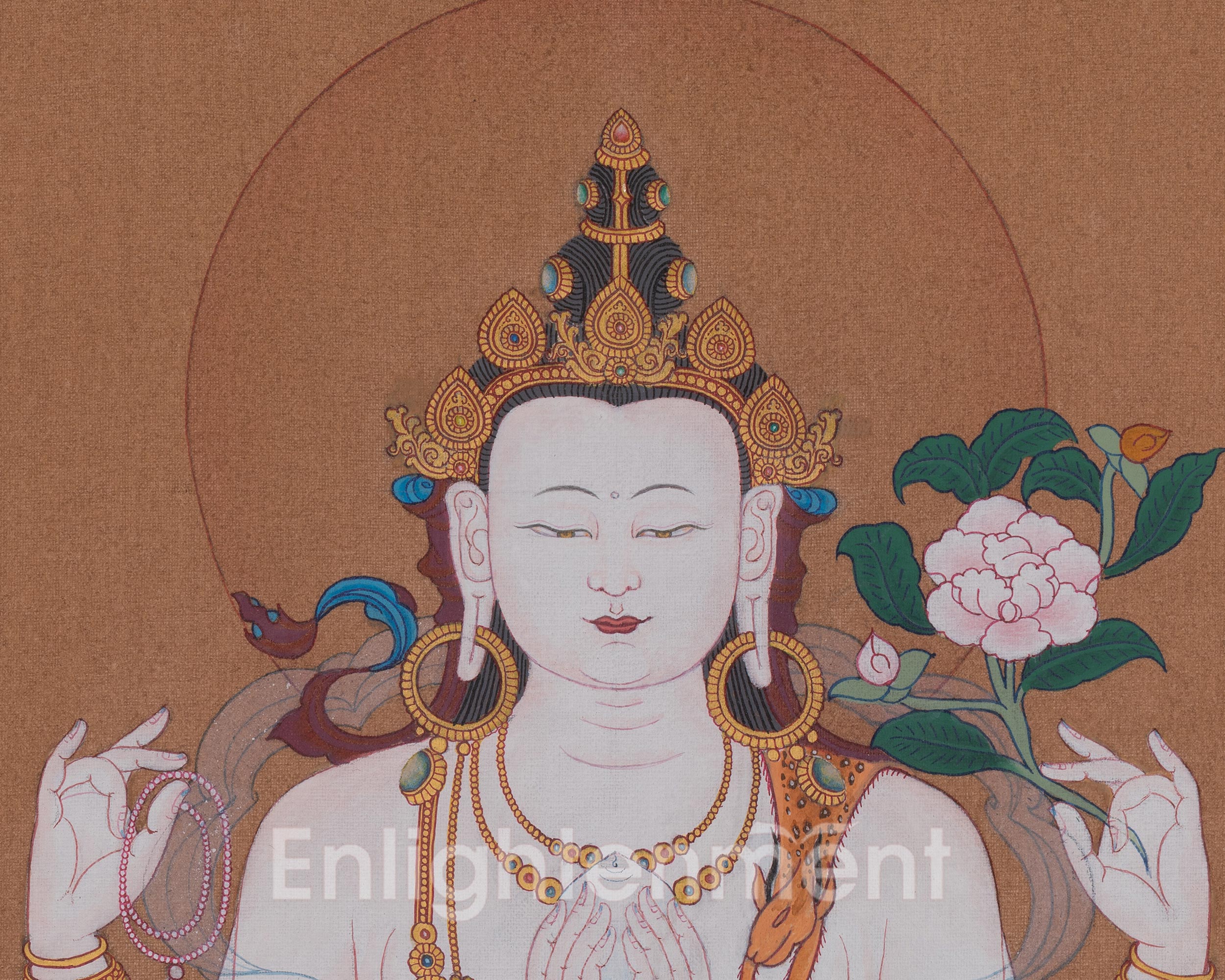 Four-Armed Chenrezig Sacred Artwork | Embodies The loving-kindness And Mercy of All Buddhas