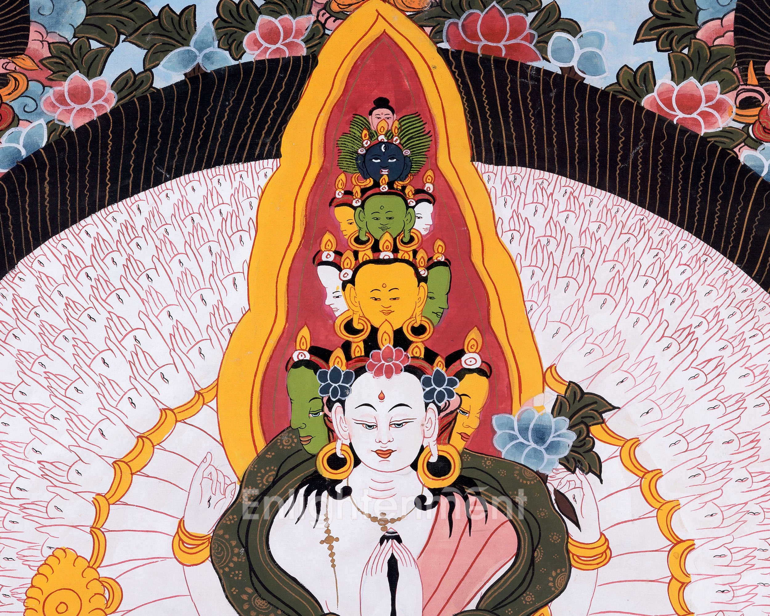 1000 Armed Avalokiteshvara | Traditional Tibetan Thangka | Wall Decors