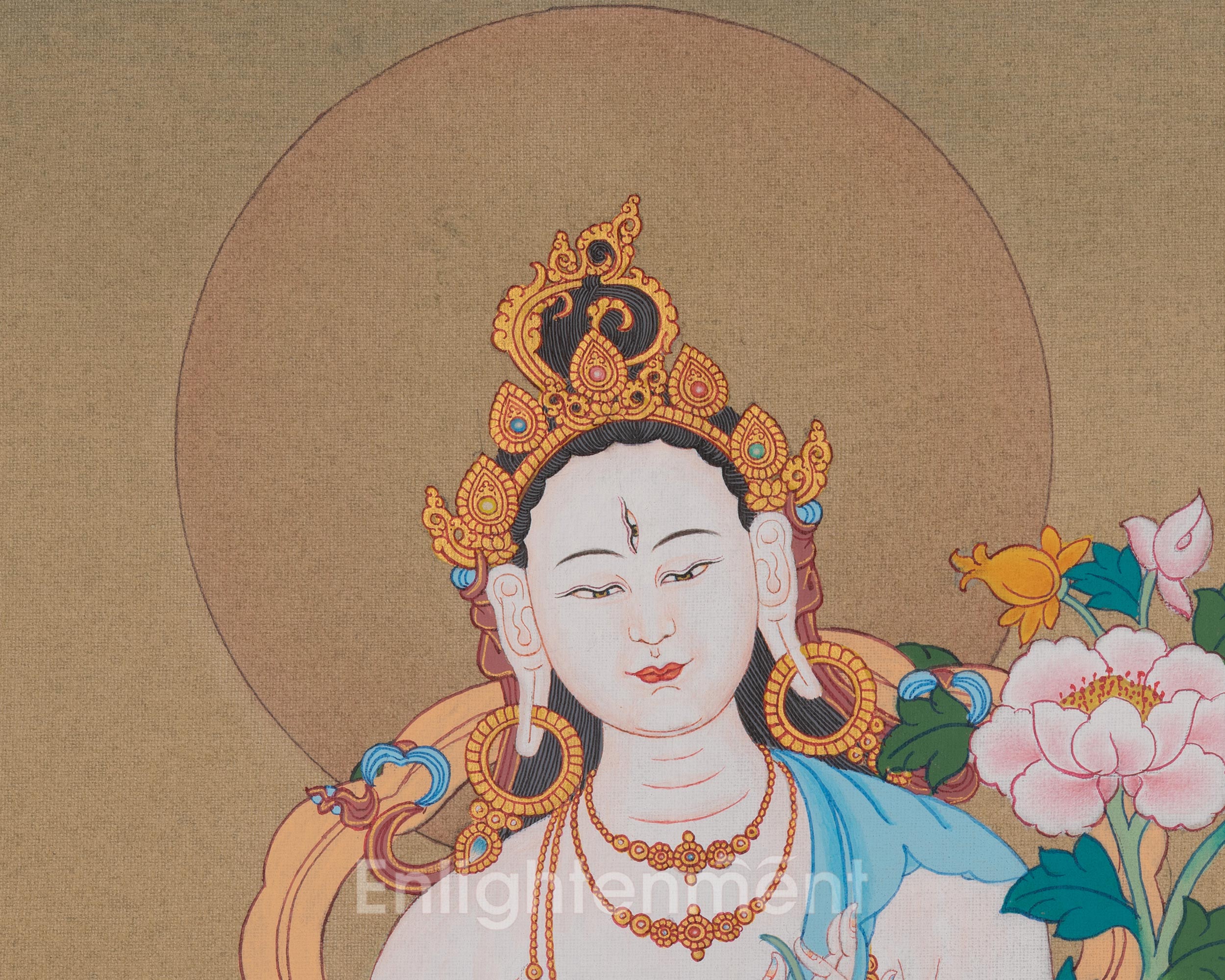 White Tara Seven Eyed Deity | Longevity Artwork | Thangka Painting