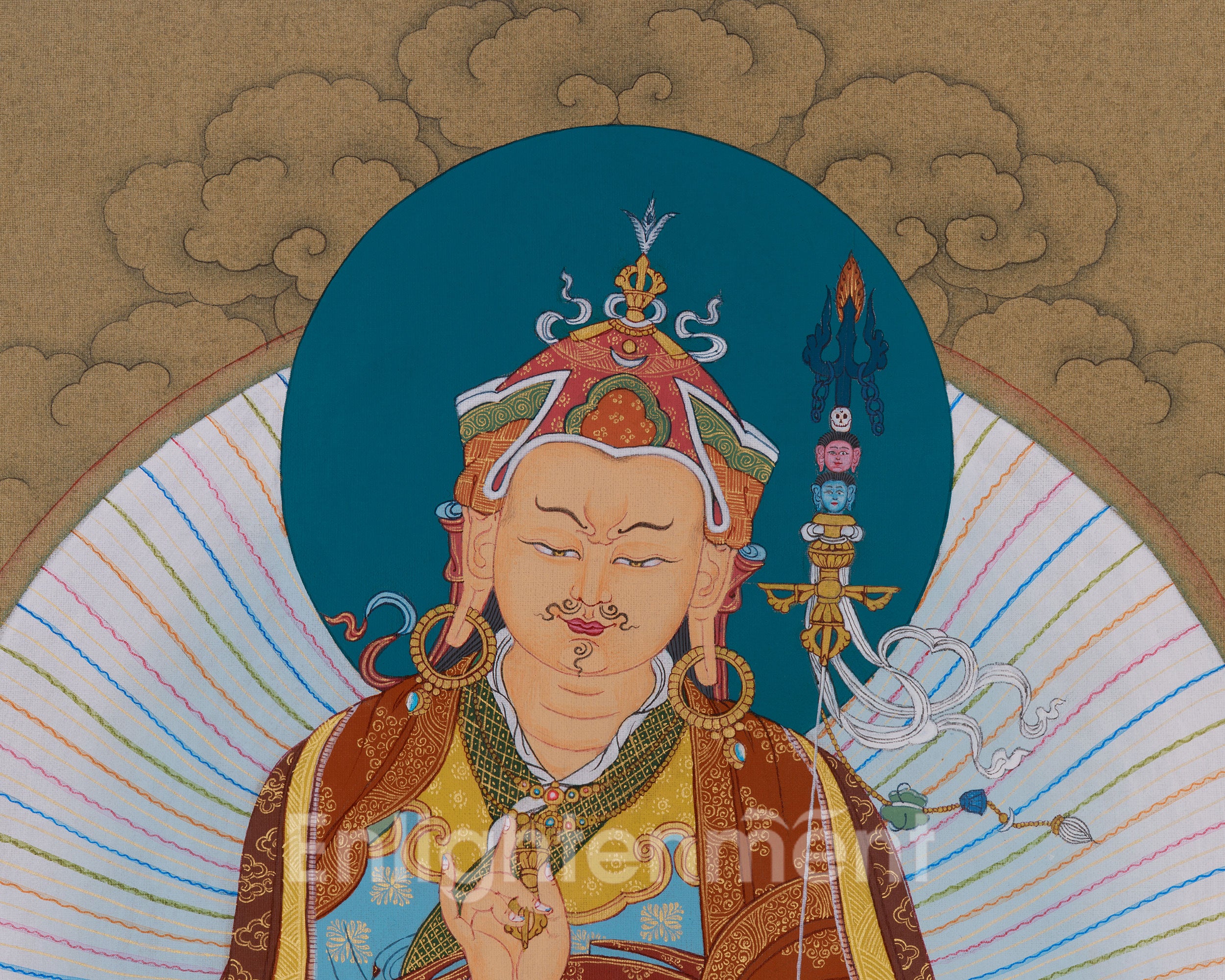 Tantric Master Guru Rinpoche Thangka | Tibetan Wisdom and Protection Art