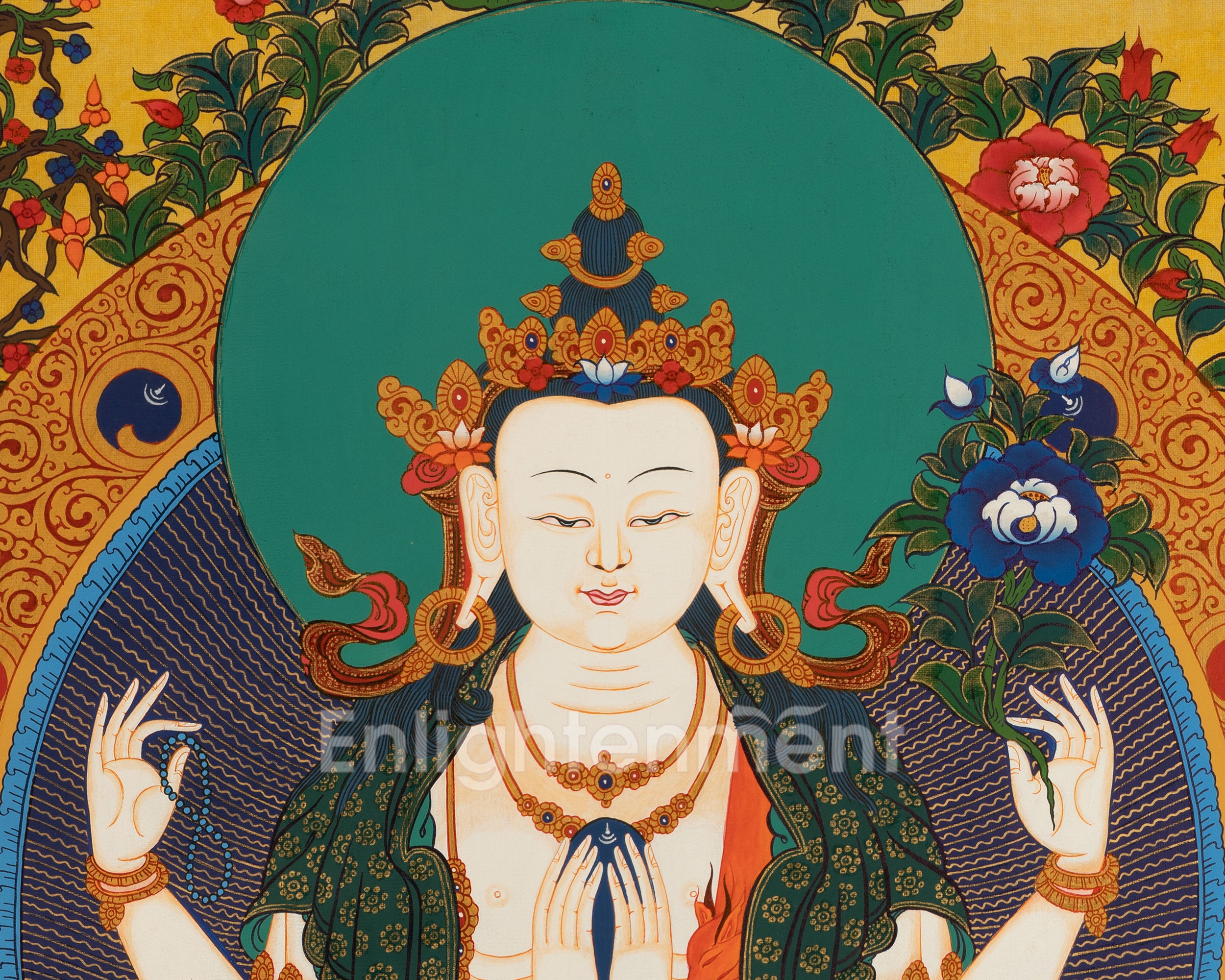 Bodhisattva Avalokitesvara Thangka | Handpainted Religious Painting