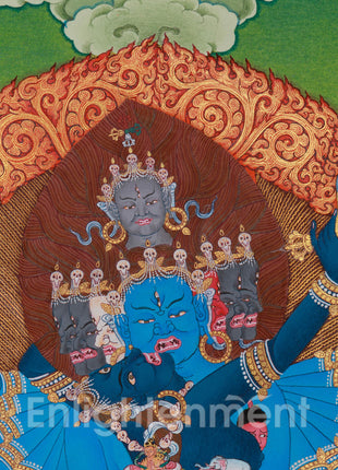 Yidam Hevajra Yab-Yum Thangka | Vajradhara & Mahakalas