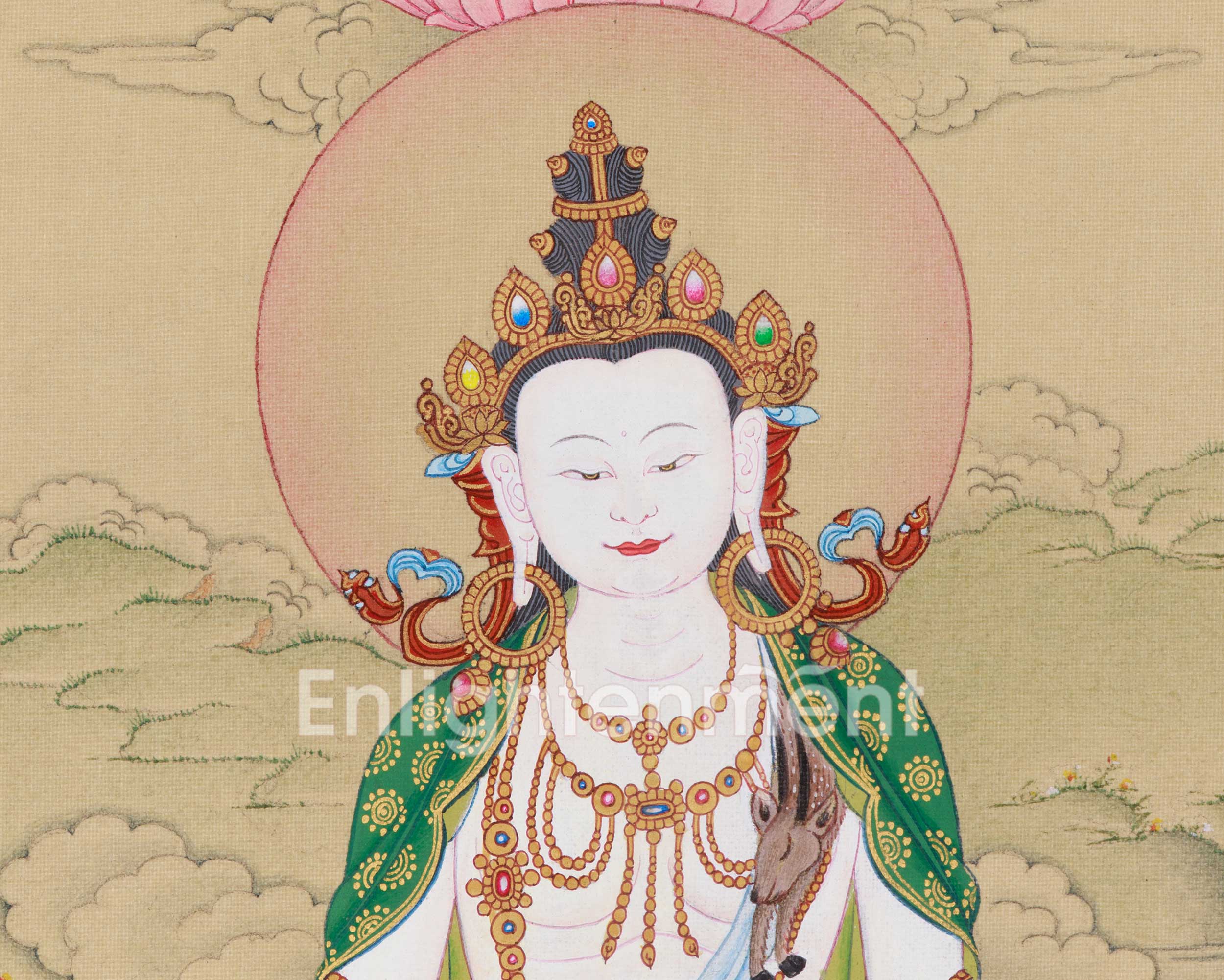 Two-Armed Chenrezig with Amitabha Thangka | Embodying Compassion and Infinite Light