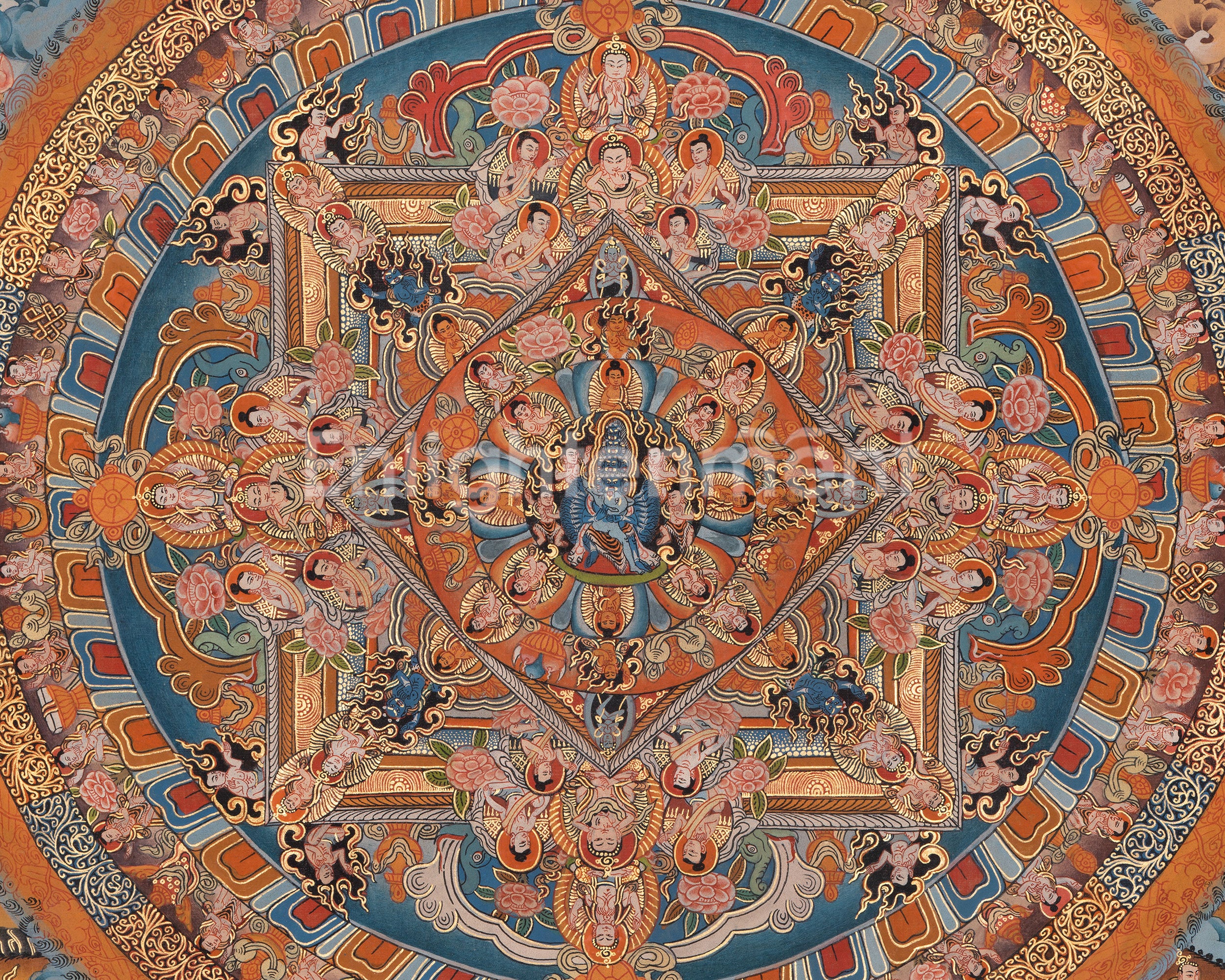 Vintage Vajra Heruka Mandala Thangka | Perfect for Meditation and Decor