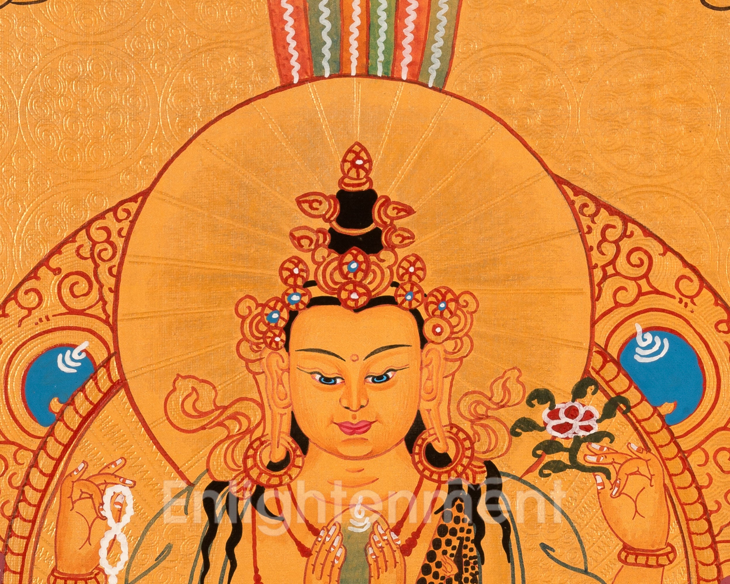 Sacred Thangka of Four-Armed Chenrezig | Tibetan Bodhisattva of Compassion