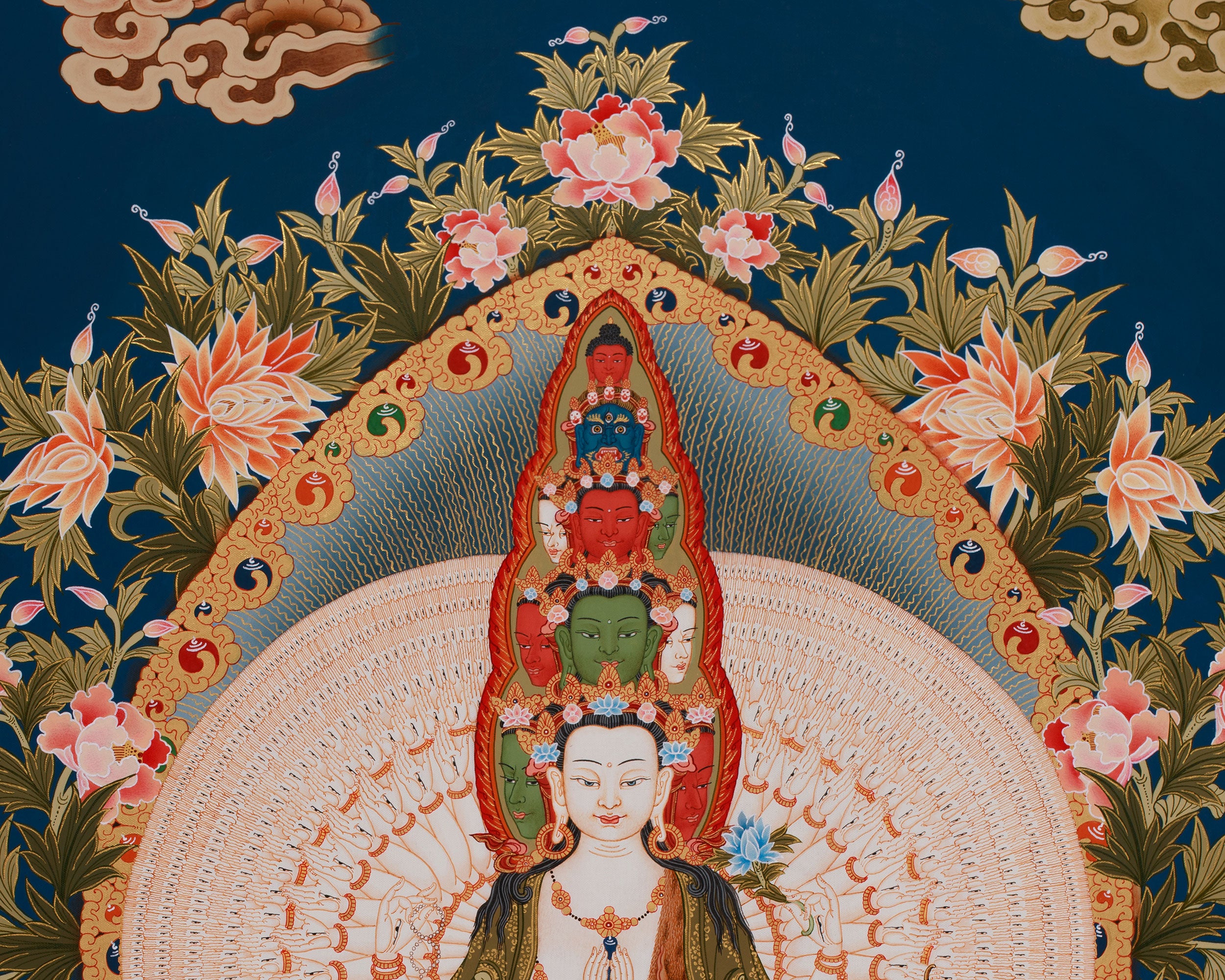 1000 Hands Buddha, Avalokiteshvara Thangka | Buddhist Masterpiece of Mercy, Enlightenment & Spiritual Awakening