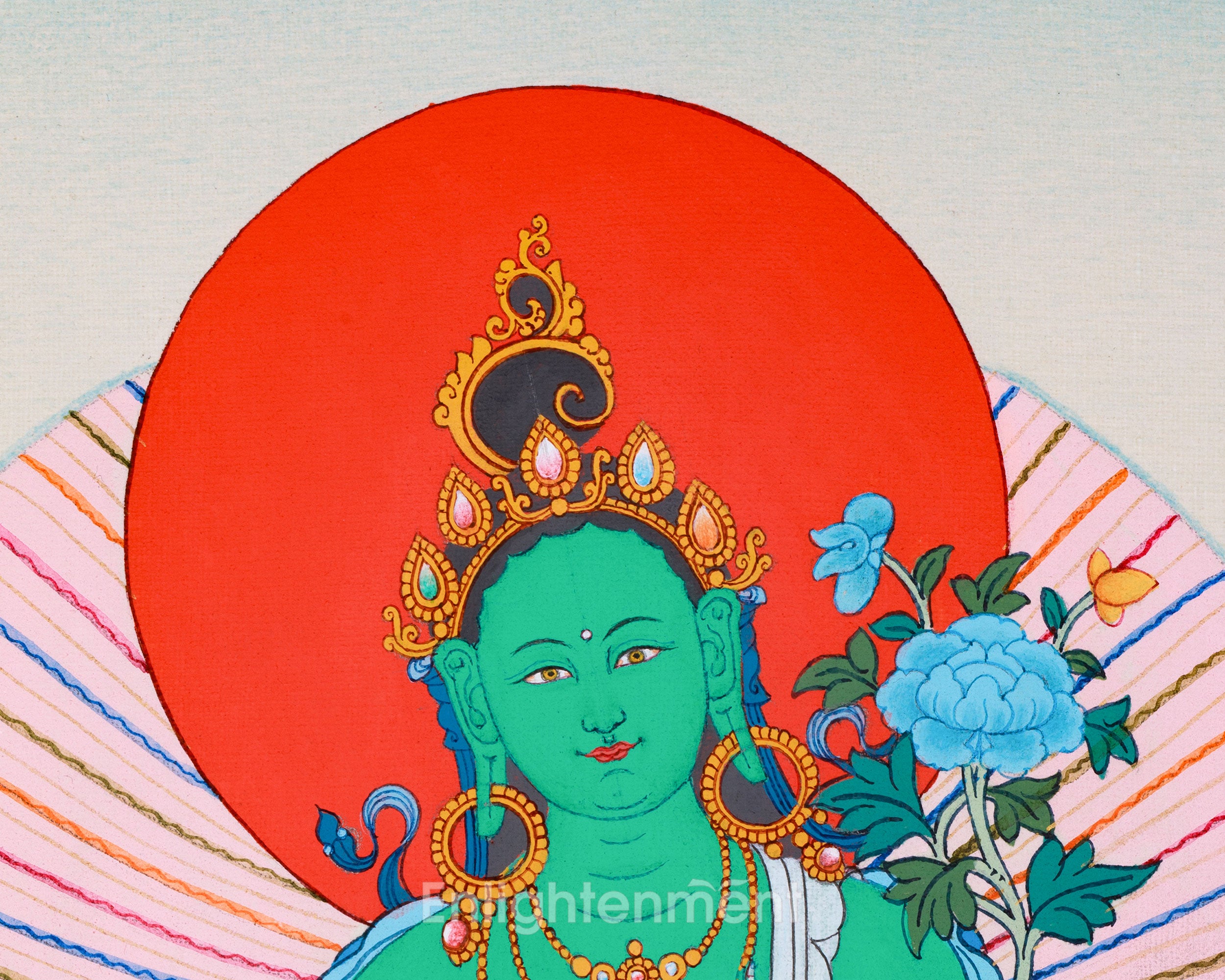 Small Green Tara Thangka for Practice