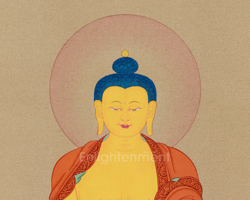 Refined Minimalist Dhyani Buddha Shakyamuni - The Awakened One Thangka