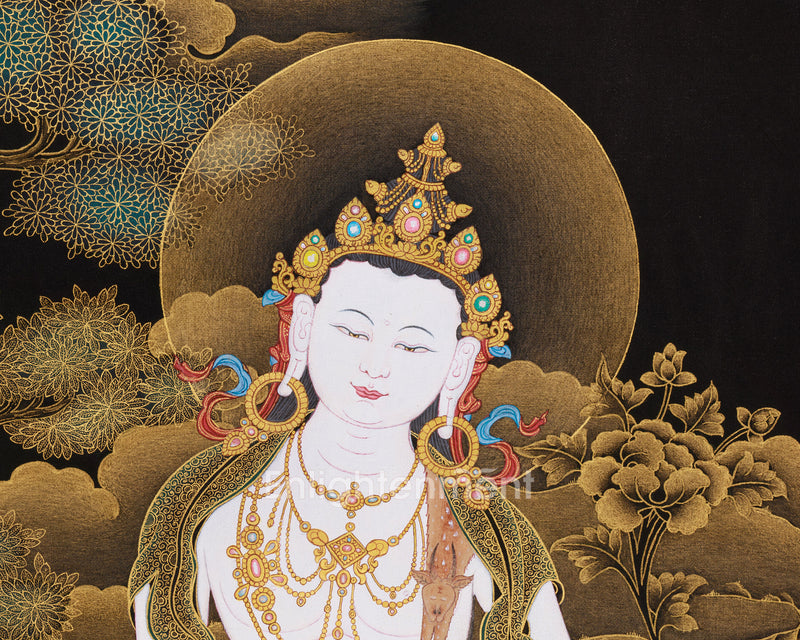 Guanyin, Bodhisattva of Compassion | Tibetan Avalokitesvara Art with 24K Gold Embellishments