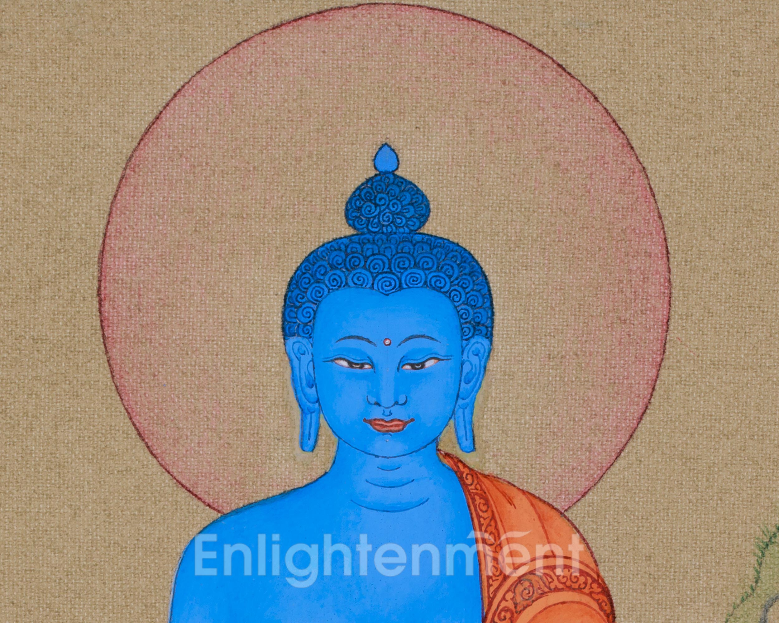 Hand-Painted Meditating Medicine Buddha Thangka | The Healing Buddha