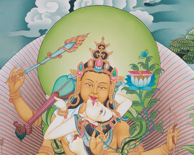 Bodhisattva of Wisdom (Manjushri) with Consort | Giclee Cotton Canvas Print