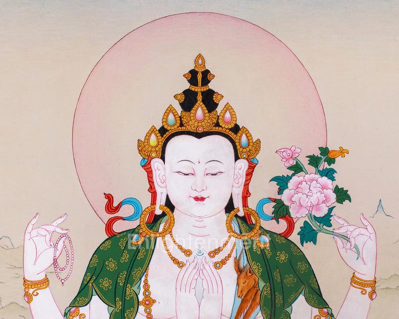 Bodhisattva Chenresig Thangka | Handpainted Buddhist Art