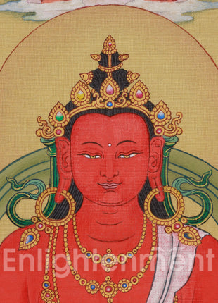 Red Hues Buddhas, Amitayus and Amitabha Artwok | Lhasa Stone Pigments