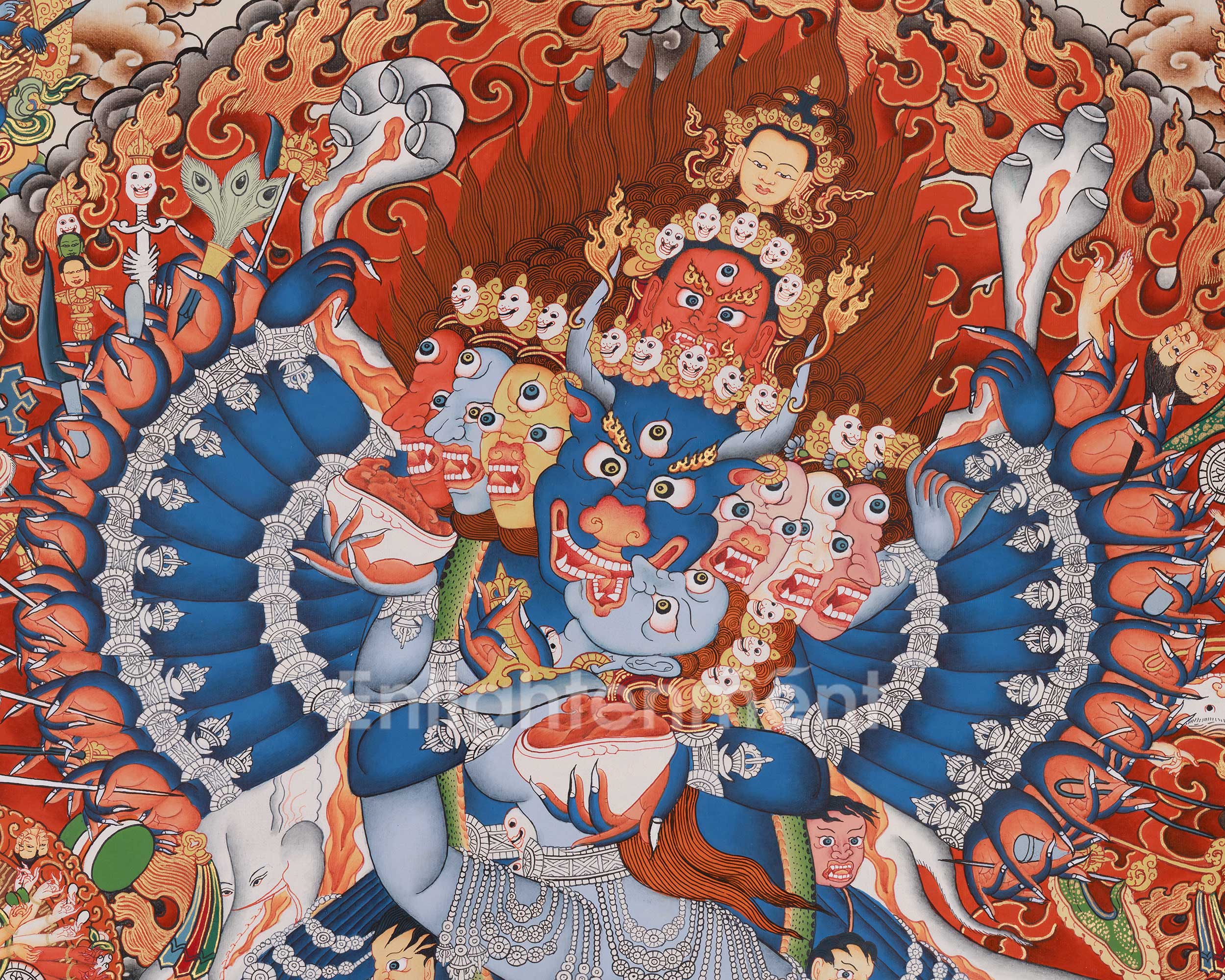 29-Inch Yamantaka Thangka | The Fierce Form of Manjushri