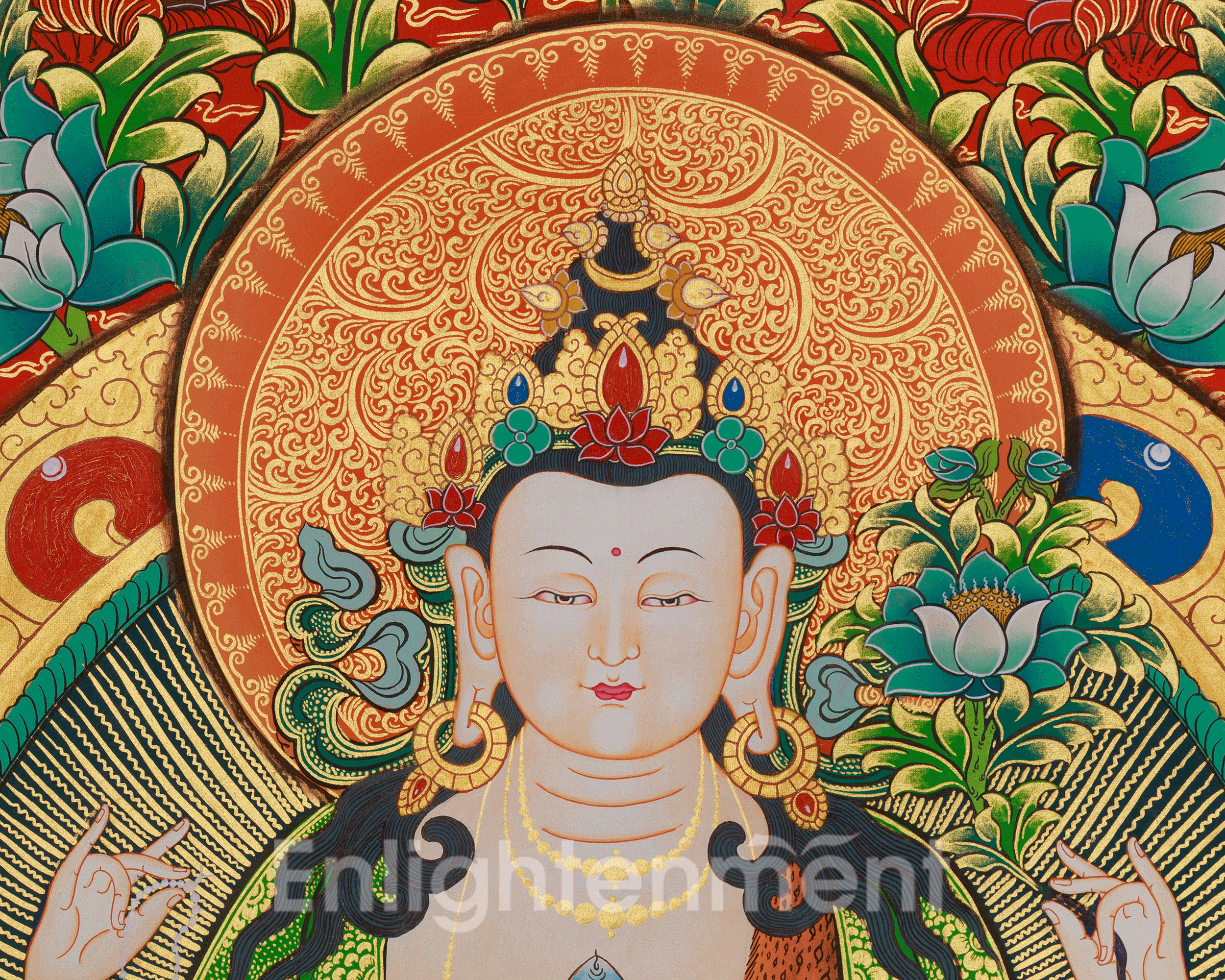 Sacred Chenrezig Artwork | Tibetan Compassion Deity | Avalokiteshvara Thangka