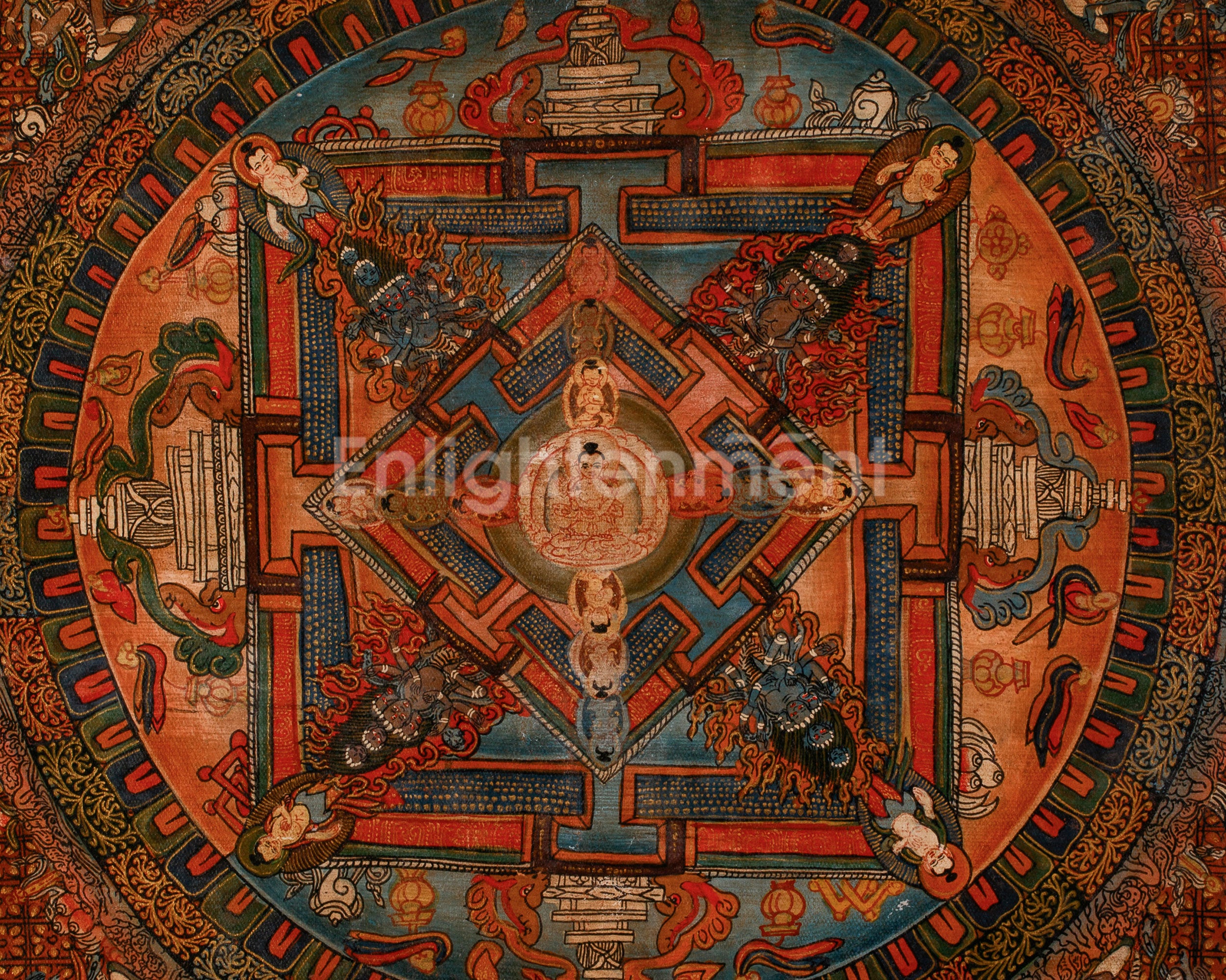 Oil-Varnished Buddha Mandala | Durable and Vibrant Art for Meditation