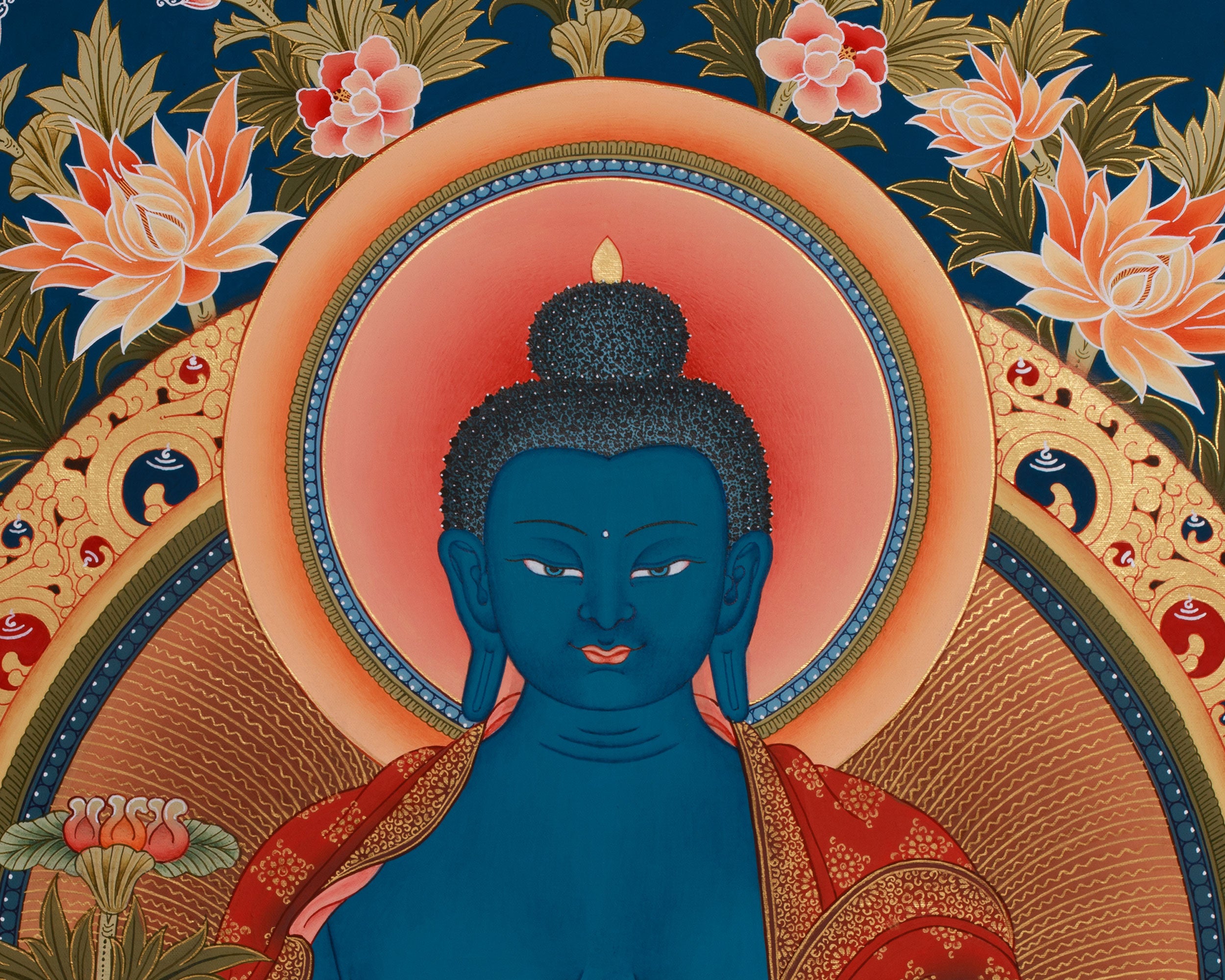 Thangka of Medicine Buddha (Bhaisajyaguru), The Supreme Healer