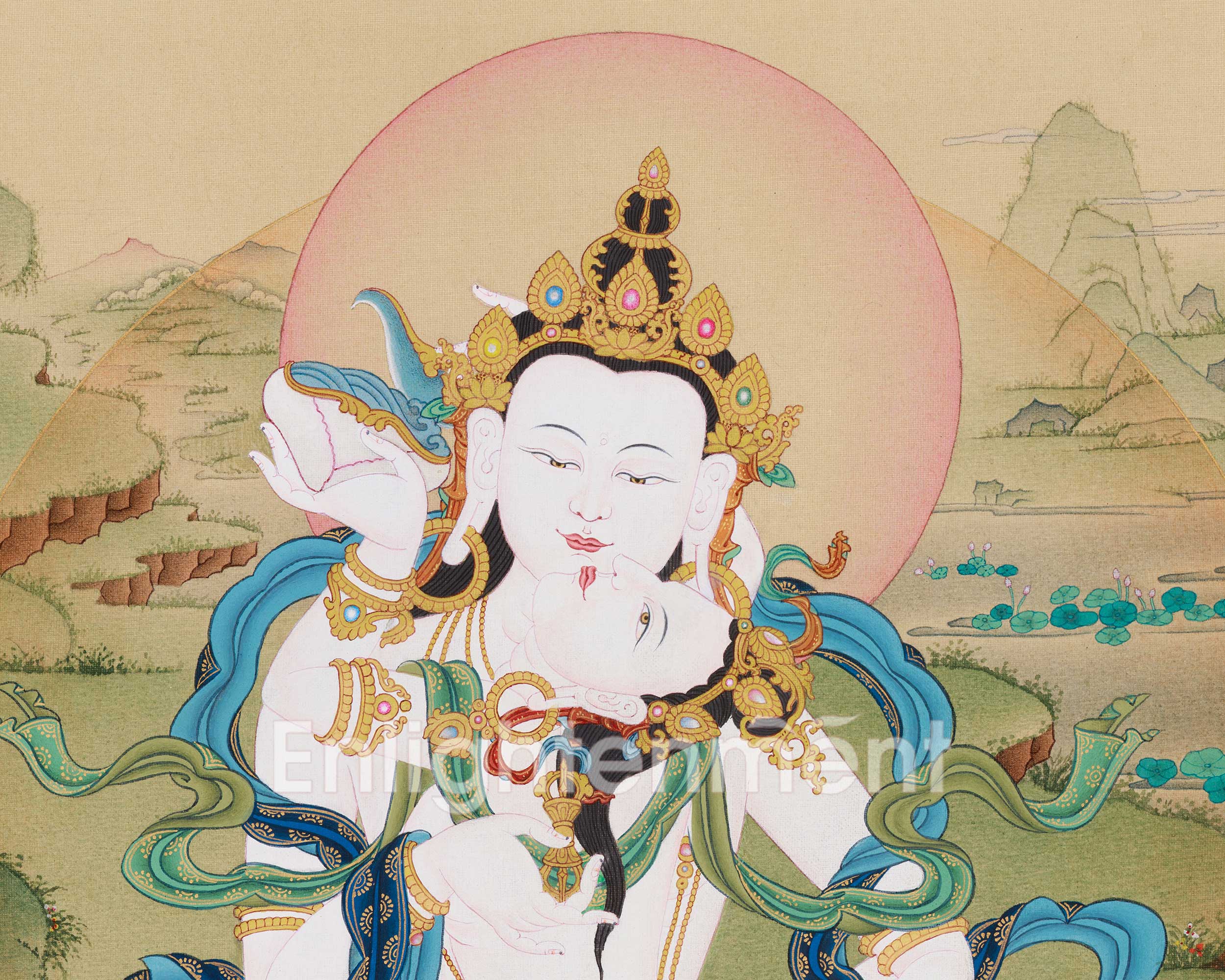 Vajrasattva with Consort Thangka | Sacred Symbol of Unity and Enlightenment
