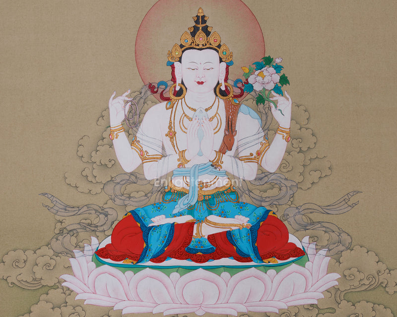 Avalokitesvara | Compassion Bodhisattva Thangka | 24K Gold