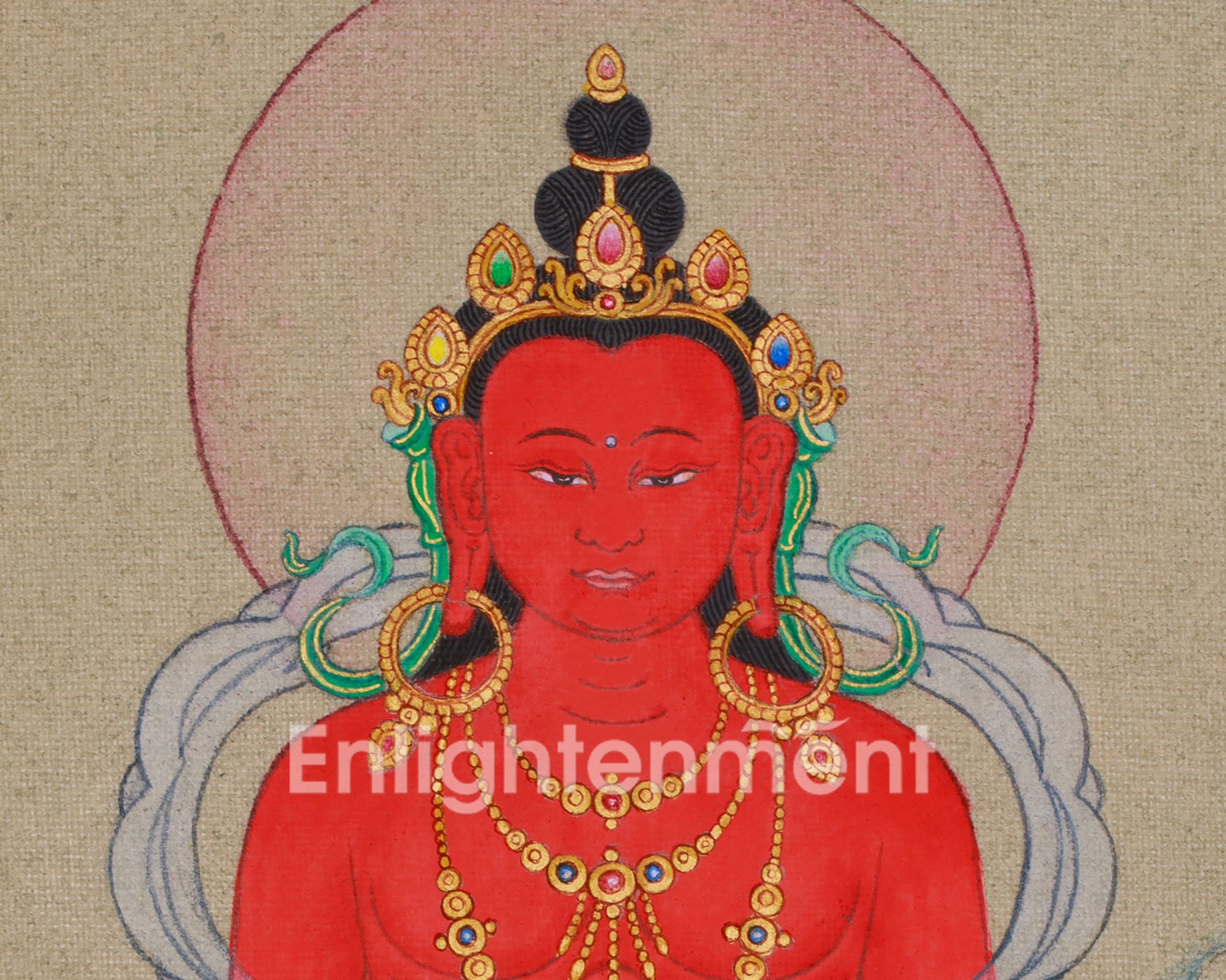 Compact Thangka of Amitayus Buddha | Red Buddha of Longevity