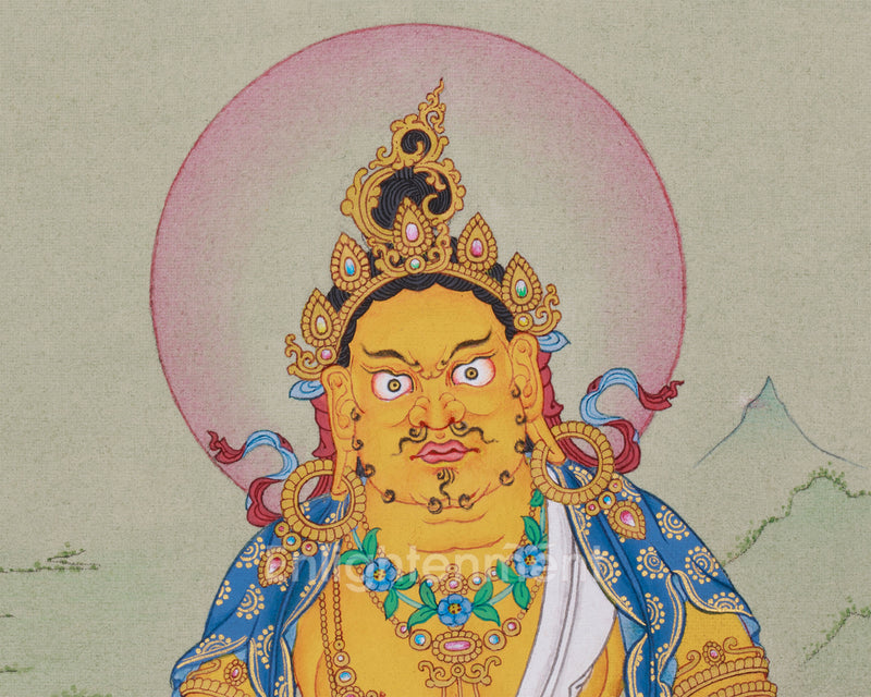 Dzambhala, The Deity of Wealth | Small Hand-Painted Thangka