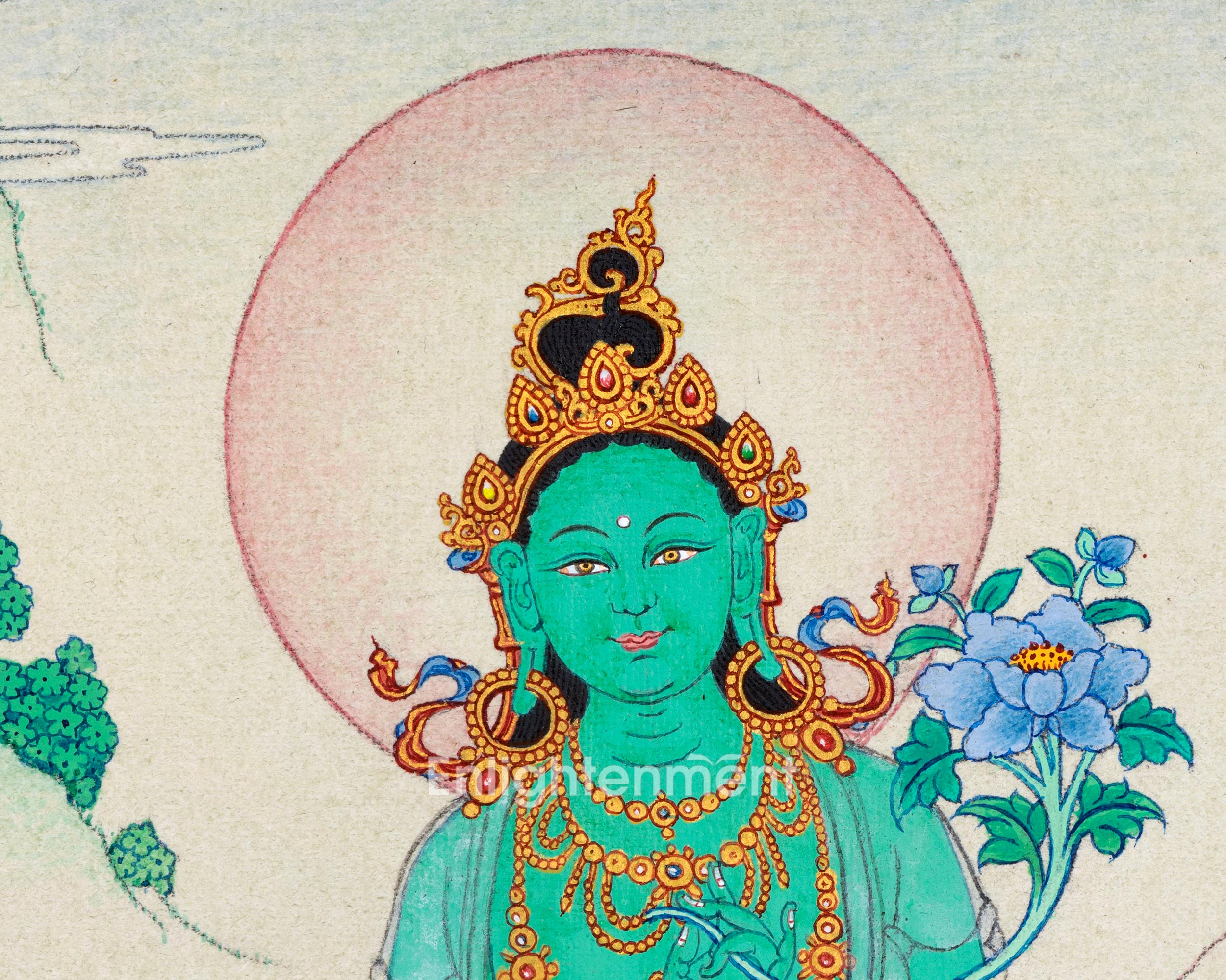 Small Green Tara Thangka Art