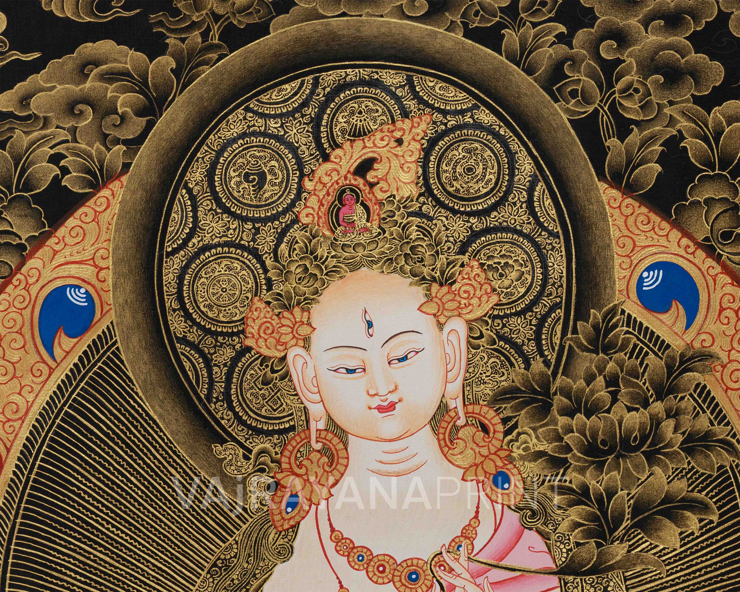 Golden Hued White Tara Canvas Print | High-Quality Giclee Print of Healing Deities