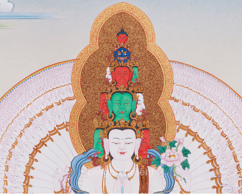 1000 Armed Chenrezig Bodhisattva Thangka | Divine Protection