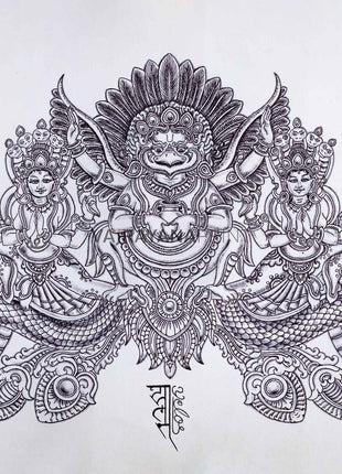 The Garuda Bird Paubha Painting Print | The Mythical Creature Signifying Power, Strength & Protection