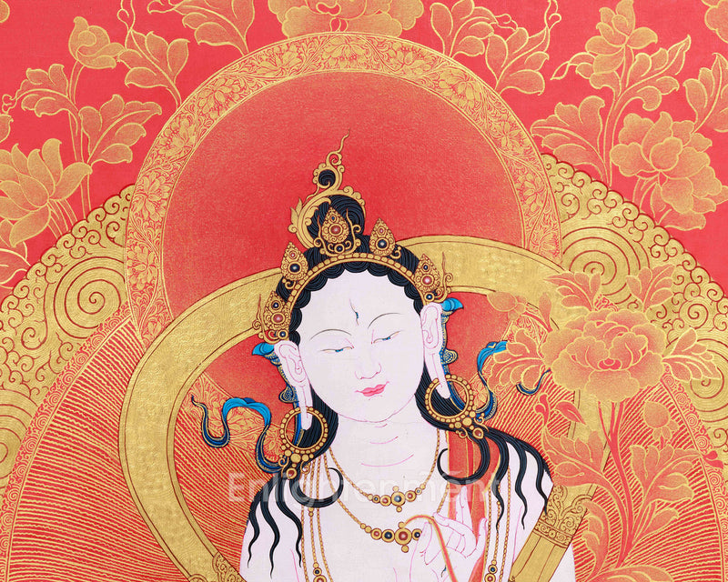 Thangka of White Tara Devi | Divine Guardian of Longevity and Healing