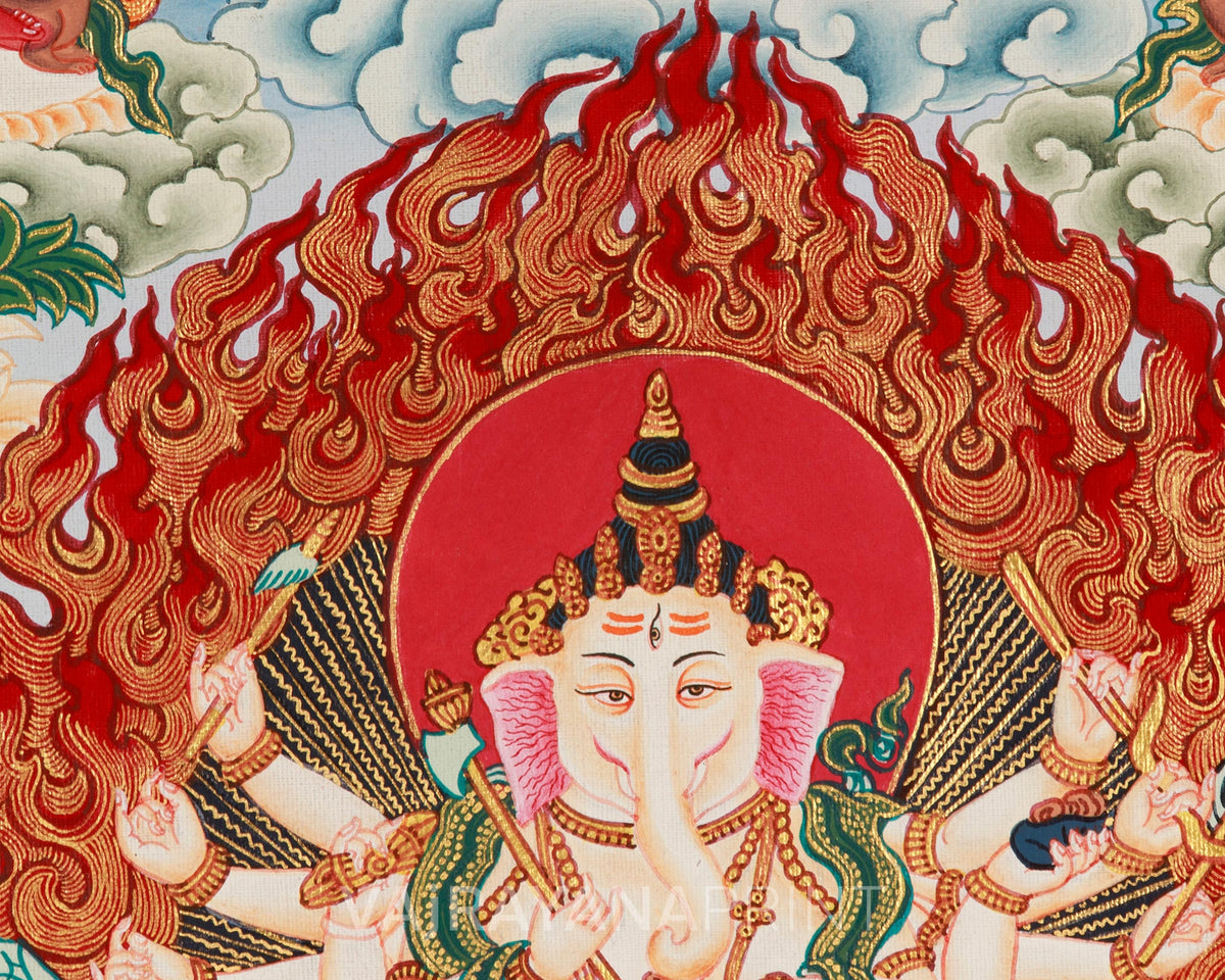 Traditional Newari Pauba Print For Ganesh Stotram Practice | Paubha Print For Ganesh Chaturthi Celebration