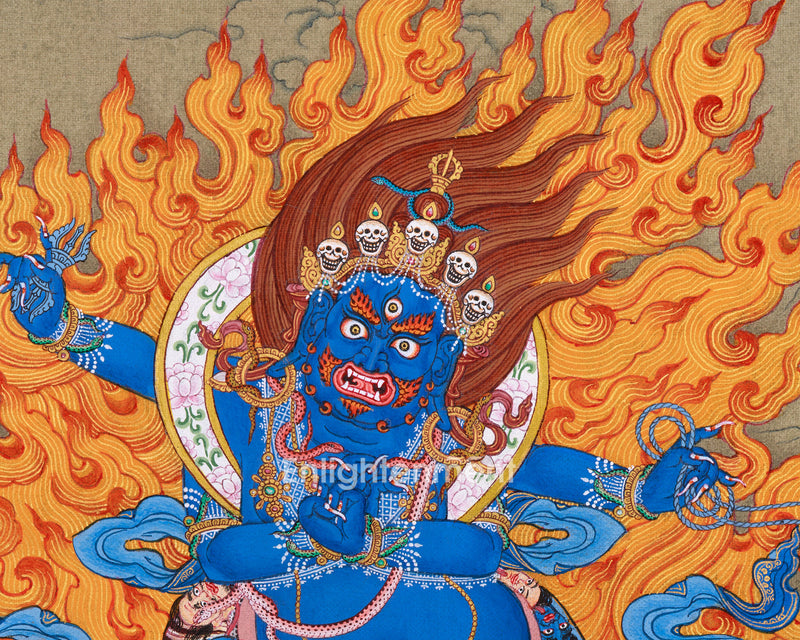 Bhutadamara Bodhisattva Thangka | Tibetan Artwork in Natural Stone Hues