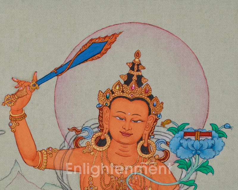 Enlightened Manjughosa, Bodhisattva Thangka | Small Canvas Art