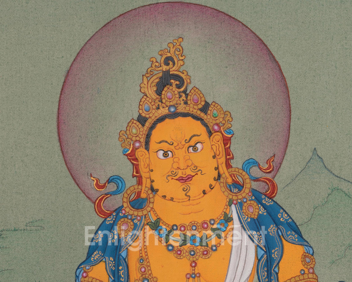 Dzambhala Symbol of Prosperity Thangka | Wealth and Abundance Art