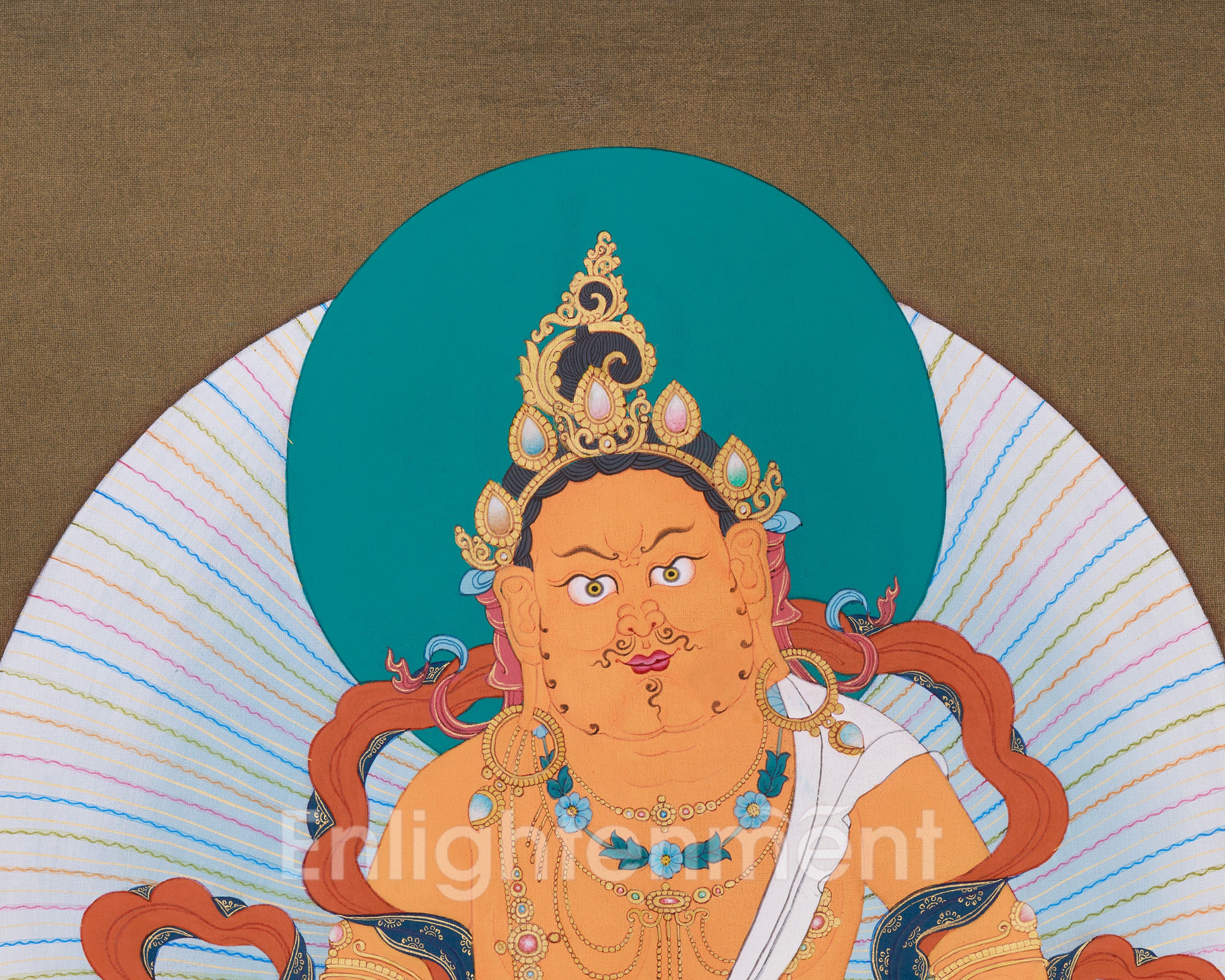 Spiritual Dzambhala Thangka | Wealth & Protection Deity in Traditional Art