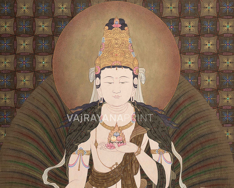 Ksitigarbha Mantra Thangka Print | Buddhist Art | Himalayan Wall Decor