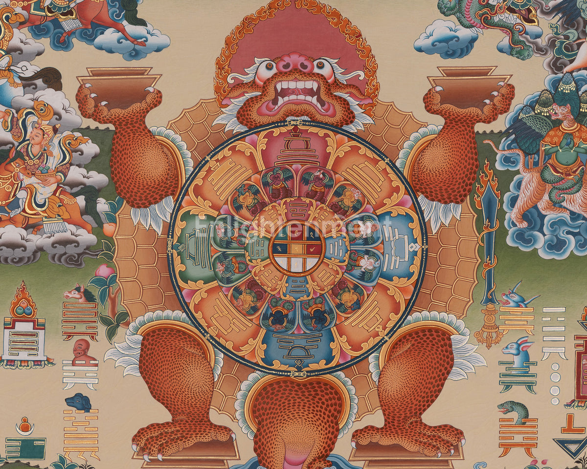 Traditional Tibetan Calendar | Hand-Painted Himalayan Astrological Thangka