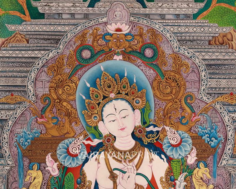 Mother of Liberation Thangka Print | Digital Artwork Of White Tara | Spiritual Gift Ideas