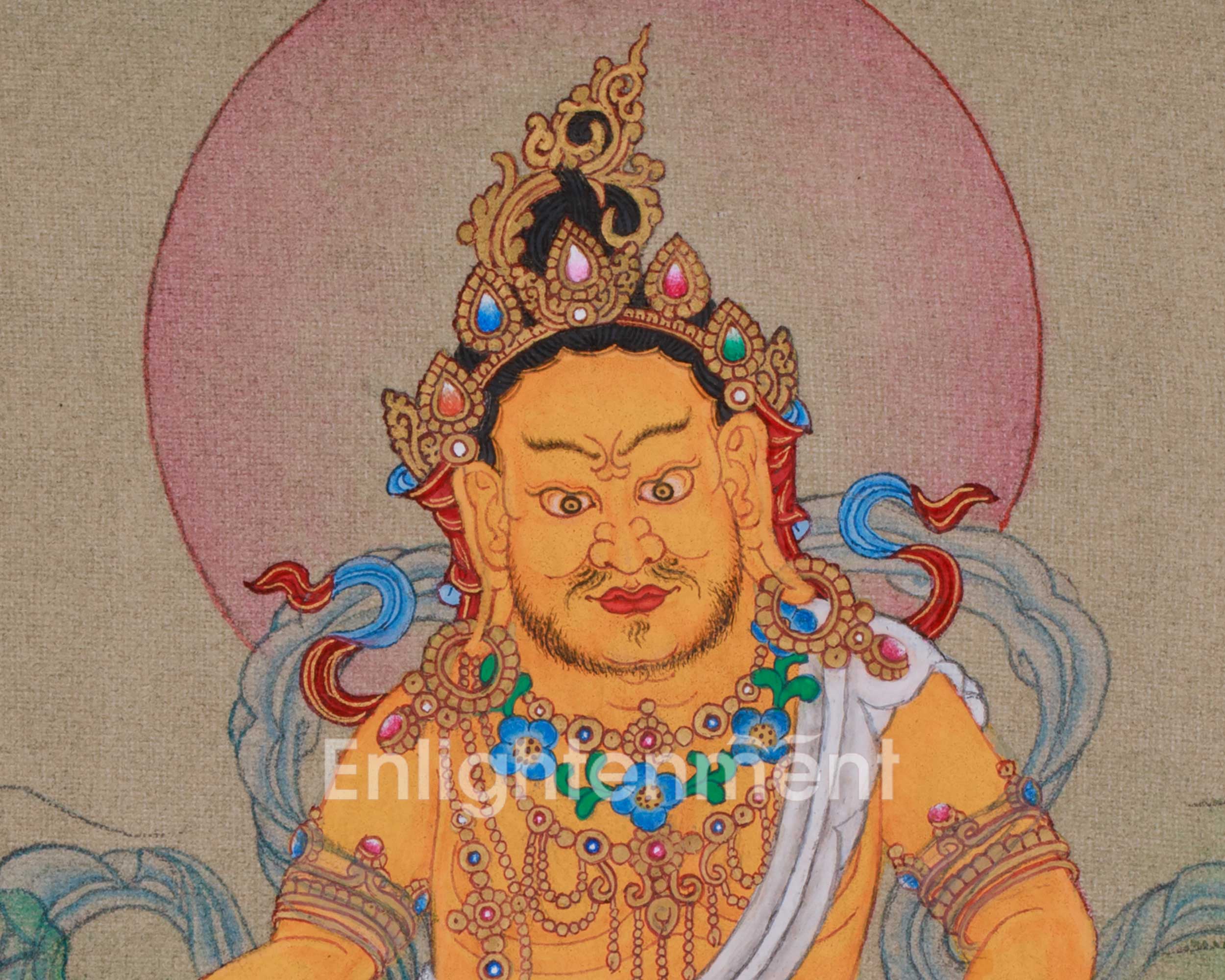 Sacred Jambhala Artwork | Kubera Thangka | Tibetan Buddhist Guardian of Fortune