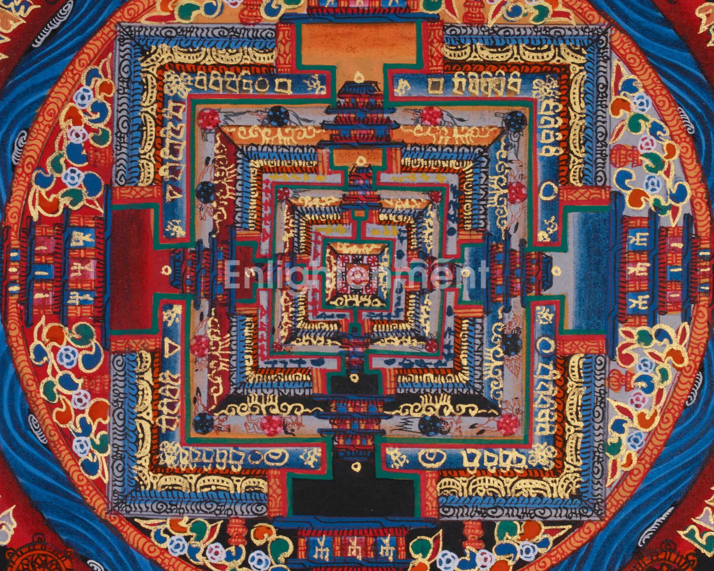 Small Kalachakra Mandala Thangka | Tibetan Art of Time and Cosmic Balance
