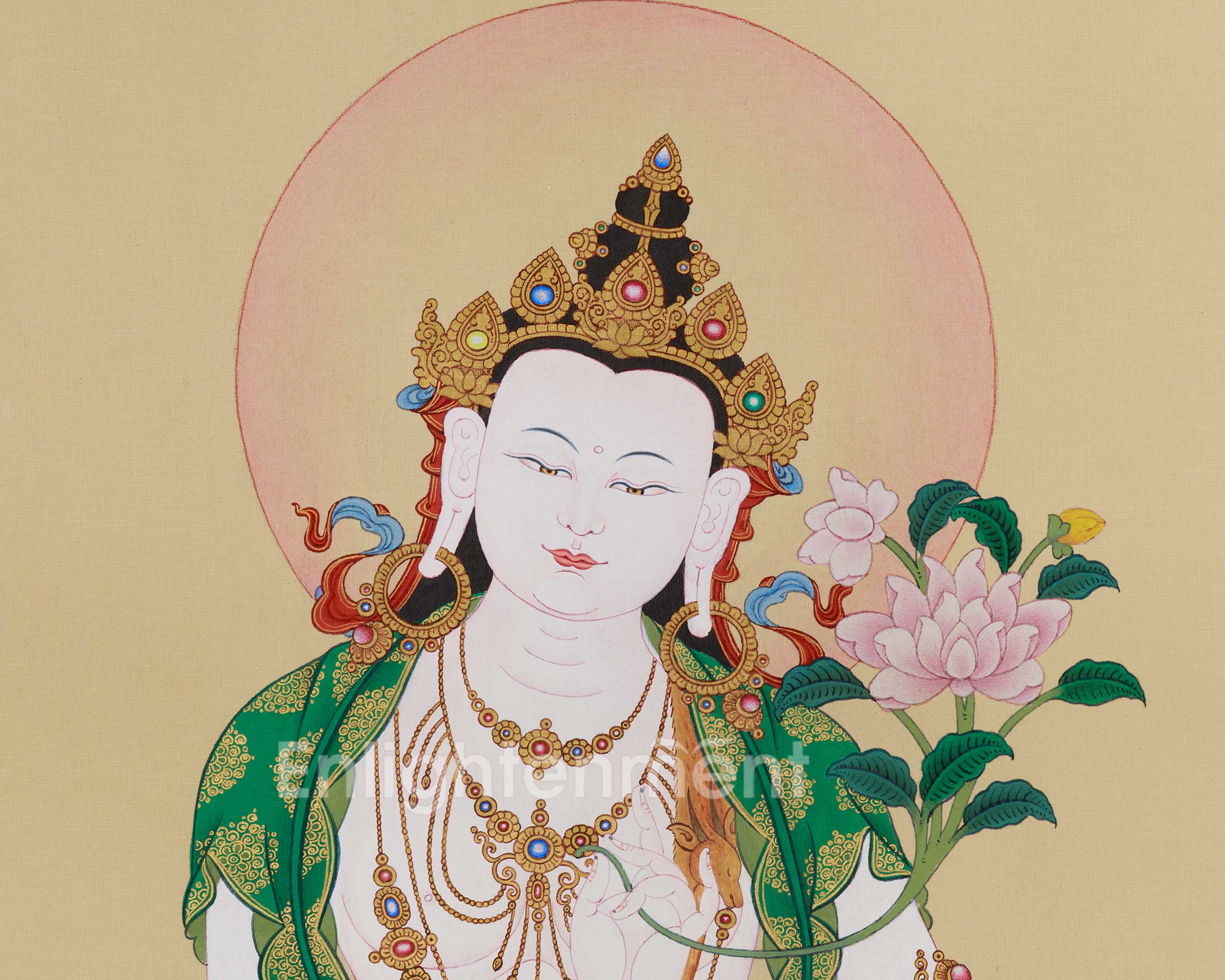 Traditional Thangka of Two-Armed Chenrezig | A Pure Expression of Compassion