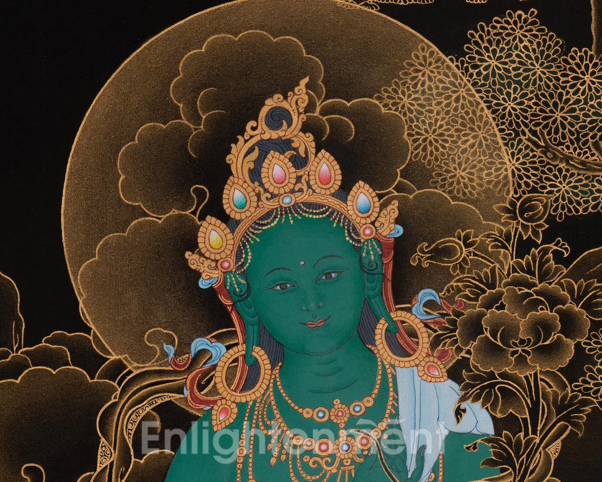 Green Tara Compassionate Thangka | Shyama Tara | Himalayan Nakthang Artwork