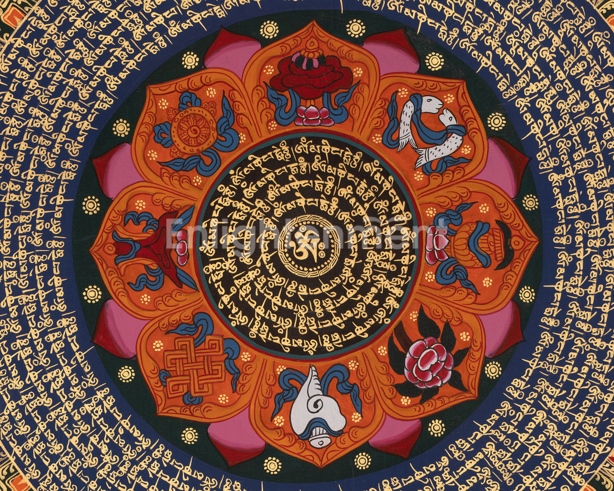 Mantra Mandala Himalayan Art | Traditional Buddhist Artwork | Buddhist Visual Thangka