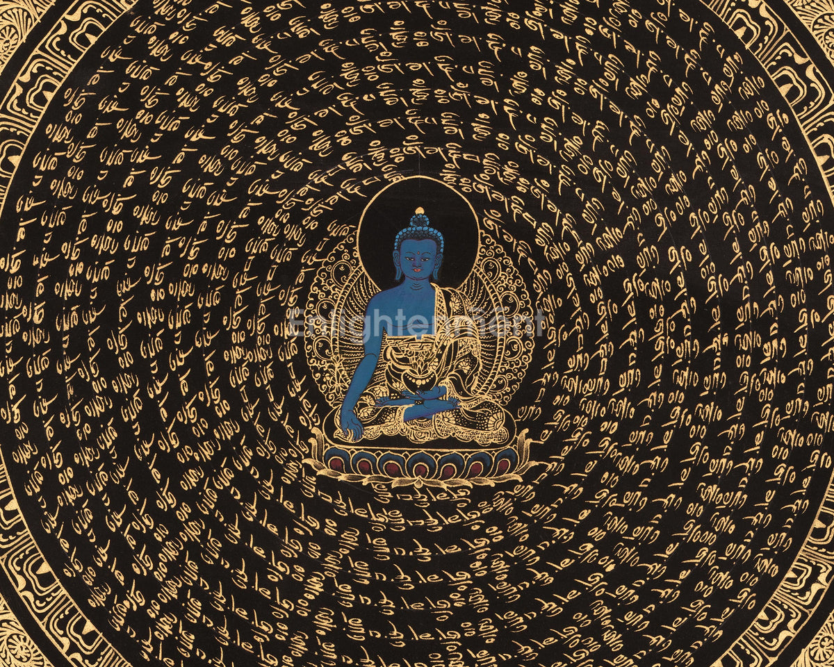 Medicine Buddha Mandala Art | Sacred Tibetan Thangka of Healing and Wisdom
