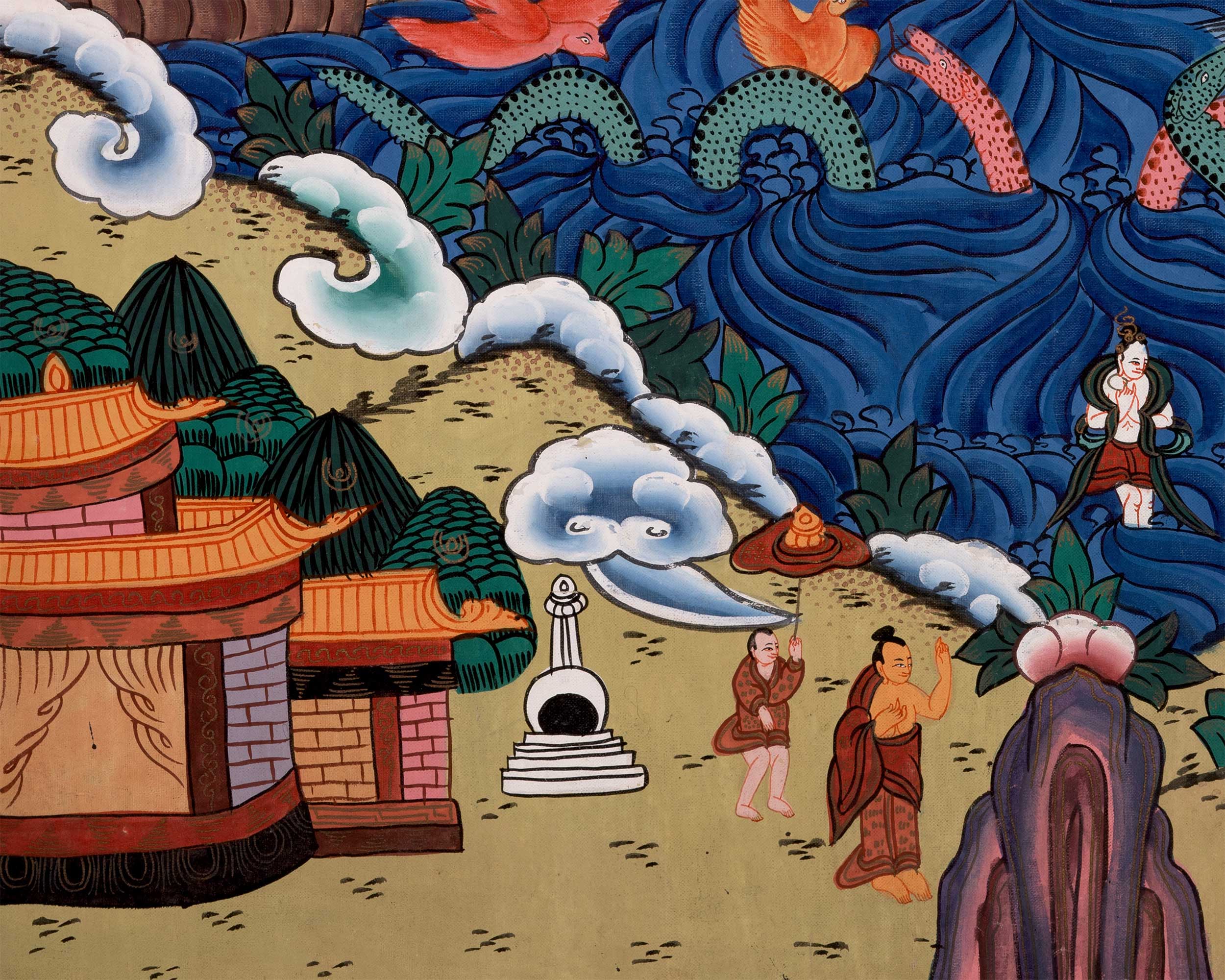 Maha Manjushri Thangka | History of Swayambhu & Kathmandu Valley | Meditation Art